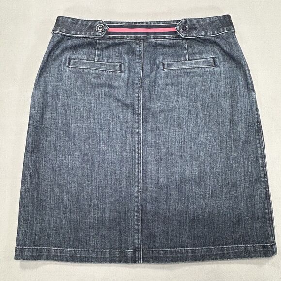 Talbots Skirt Women 10 Blue Jean Denim Knee Length Pockets Cotton Casual Stretch - Picture 2 of 14
